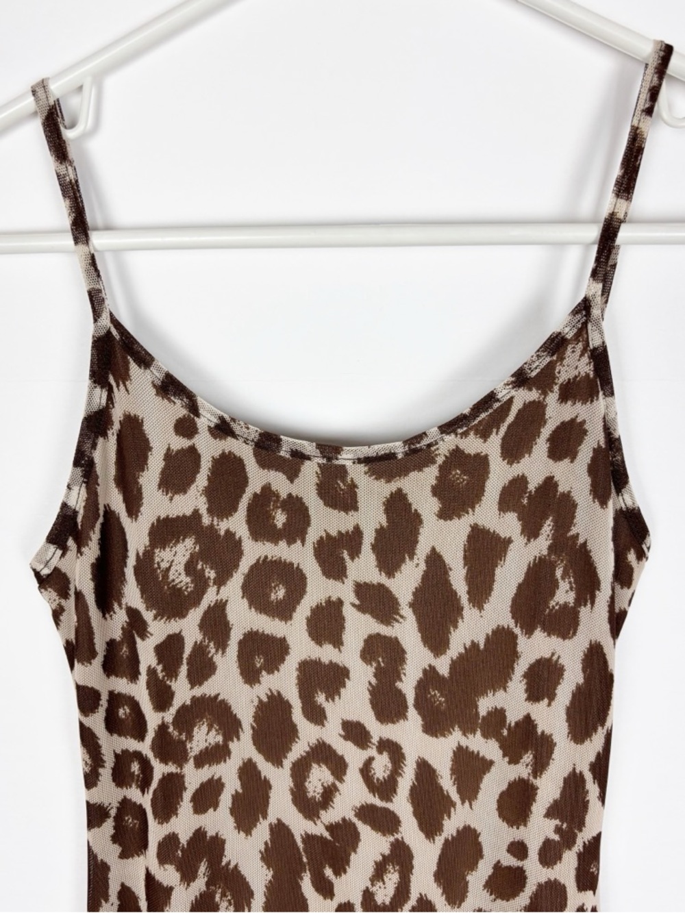 See You Monday Dress Size XS Leopard Print Mesh Overlay Maxi Open Back - Picture 3 of 7